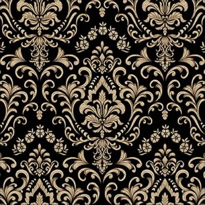 Image of 20 Napkins Pattern in Baroque Style Gold / Black as Table Decoration Paper with Motif Also for Decoupage and 33 x cm