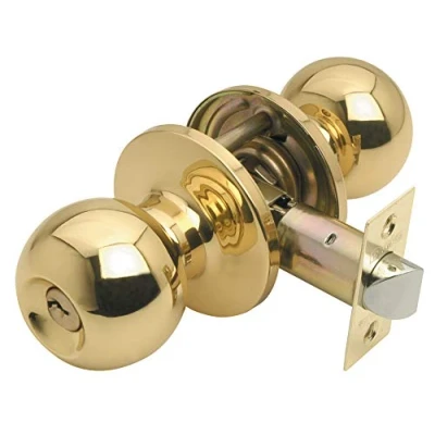 Image of Excel Architectural Entrance Bala Knobset with Adjustable Latch, Satinless Steel, Polished Brass