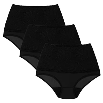 Image of Wolbar Women&#039;s Briefs with Lace WB207 3 Pack, Black,2XL