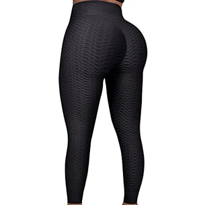 Image of FITTOO Women Sexy High Waist Butt Scrunch Push Up Leggings Stretch Gym Workout Yoga Pants, M, Black