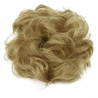 Image of CAISHA Messy Scrunchie Bun Voluminous Wavy Hairpiece Heat resistant Synthetic Fibres Blond G29A