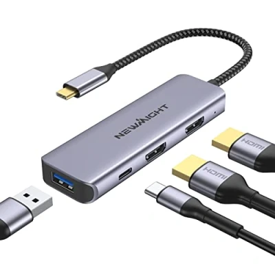 Image of USB C to Dual HDMI Adapter, Newmight 4 in 1 Adapter for Monitors, Hub with 2 4K HDMI, 2.0, 100W PD, Thunderbolt Dock MacBook, Dell, HP, Lenovo and Other Type Devices