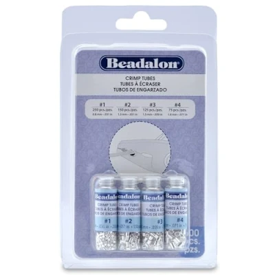 Image of Beadalon 600 Piece Crimp Tube Variety Pack, Silver Plated