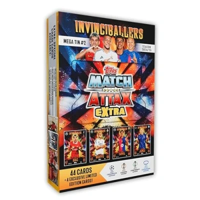 Image of Topps Match Attax Extra 2025 Mega Tin #2 The Invinciballers! 48 cards including 4 exclusive Invinciballers LE cards. Look out for relic inside lucky tins!