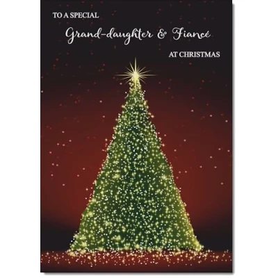 Image of doodlecards Granddaughter &amp; Fiance Christmas Card Green Tree Medium Size with Plain Envelope