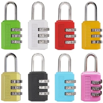 Image of Kellegour 8 Pcs Luggage Locks 3 Digit Combination Padlock,3 Padlocks,Resettable Code Locks,Combination Padlock for School,Gym Locker,Outdoor,Fence,Backyard,Shed(8Colours)