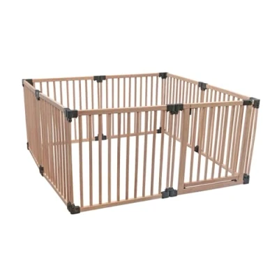 Image of Safetots Wooden Play Den, 160cm x 160cm, Natural Wood, Baby Playpen, Den for Toddlers, Square Pen, Easy Installation