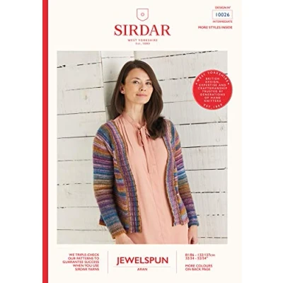 Image of Sirdar Jewelspun Aran Knitting Pattern Booklet 10026 Top Down Cardigan