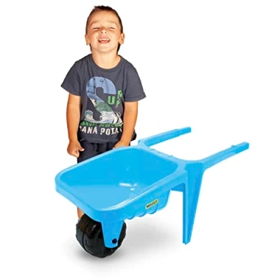 Image of Wader 74801 Gigant Robust Wheelbarrow for Children, L = 77 cm, Load Capacity up to 100 kg, Safe Plastic, from 1 Year, Blue, 77cm