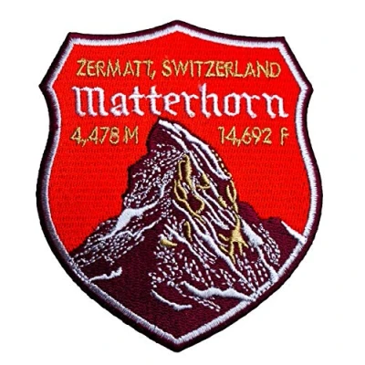Image of Mount Matterhorn Zermatt Switzerland Patch 9cm Embroidered Iron on Badge Mountaineering Climbing Trek Applique Travel Souvenir DIY Bag Backpack T shirt Jacket Luggage