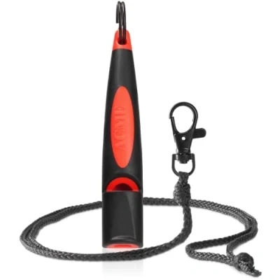 Image of ACME Dog Whistle No. 211.5 (Update 2023) with Free Band in Matte Black, Alpha, Ideal for Callback, Long Range, Frequency Standardised (Black/DG Orange)
