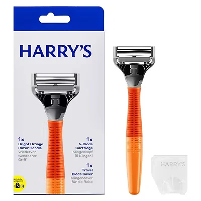 Image of Harry&#039;s 5 Blade Cartridge and Handle Bright Orange, Pack of 1