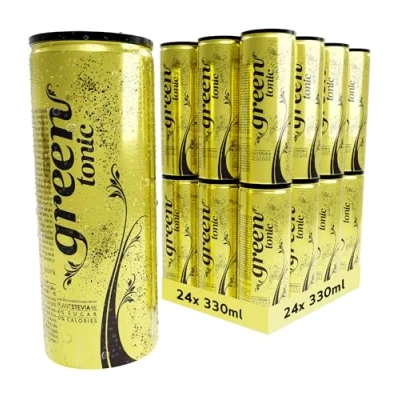 Image of Green Tonic Water Cans 24 Pack, Slimline Tonic, No Aspartame, Sugar, Calories, for Gin and Mixer Bulk Pack of x 330 ml(packaging may vary)