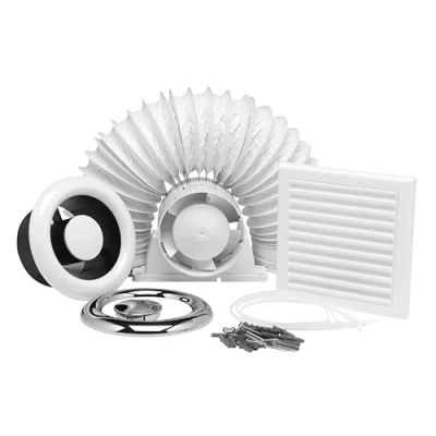 Image of Xpelair Airline Inline Extract Fan with Timer, Ducting and Grilles