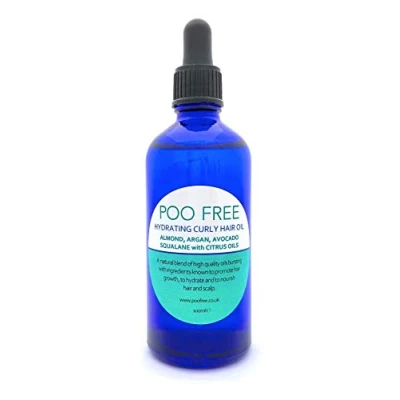 Image of POO FREE Hair Oil 100% Natural Hydrating Curl Boost Argan, Avocado, Squalane, Citrus. Stimulates Growth, Repairs, Nourishes Dry Scalp and Damaged Hair. 100ml