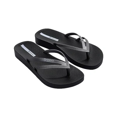 Image of Ipanema Women&#039;s Bossa Soft V Fem Flip Flop, Black Silver, 6/7 UK