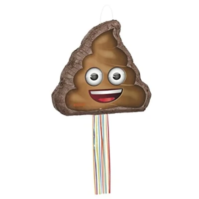 Image of Multicolor Poop Emoji Drum Pull Pinata (45cm x 43cm) 1 Piece Fun &amp; Unique Party Accessory for Celebrations
