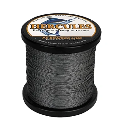 Image of HERCULES Braided Fishing Line 12 Strands, 100 2000m 109 2196 Yards Braid Fish Line, 10lbs 420lbs Test PE Lines for Saltwater Freshwater Grey, 80lbs, 300m
