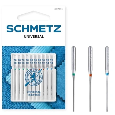 Image of SCHMETZ Domestic Sewing Machine Needles 10 Universal 130/705 H Needle Size 70/10 90/14 Suitable for a Wide Range of Fabrics Can be Used on All Conventional Household Machines