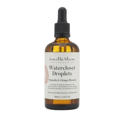 Image of Vanilla Blanc Magnolia &amp; Orange Blossom Water Closet Droplets Eliminates Foul Odour 100% Natural Alternative to Air Fresheners Sprays Eco Friendly Formula 100ml