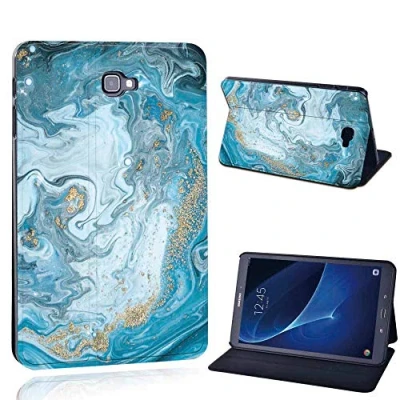 Image of FINDING Case Fit Samsung Galaxy Tab A A6 10.1 T580 T585 Tablet Printed PU Flip Leather Smart Lightweight Shell Stand Cover for (blue ocean marble)