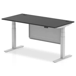 Image of Air 1600x800 Height Adjustable Desk CP Black/Silver Modesty Panel