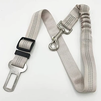 Image of Anti Shock Bungee Universal Seatbelt For Dogs Pets Car Travel Dog Accessories Adjustable Elastic Strap Safety Harness Restraint Lead (Beige)
