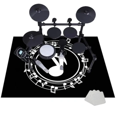 Image of Drum Rugs Non Slip Blanket for Electronic Jazz Kit Bass Snare and Other Musical Instrument Mat 200 x 180 cm Rug Soundproof Professional Rectangle Carpet