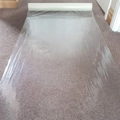 Image of WINSOME 60 Micron Clear Carpet Protector Film Self Adhesive Roll Temporary Protecting Water Resistant Floor Dust Sheet Cover 2 Rolls (Each 60cm x 25M)