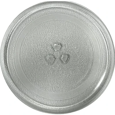 Image of Quailitas Microwave Plate 245 mm Universal Fit Turntable Glass Tray w/ 3 Fixers, Scratch Resistant