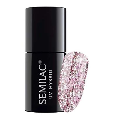 Image of SEMILAC 093 Silver Dust Nail UV Gel Polish Long Lasting and Easy to Apply Soak off UV/Led Perfect for Home Professional Manicure Pedicure 7 ml