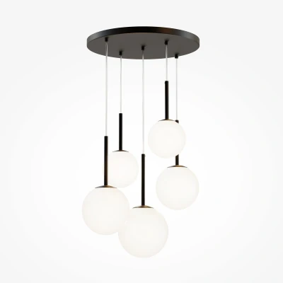 Image of Maytoni Basic Form Modern 5 Light Cluster Pendant Ceiling Matt Black E14