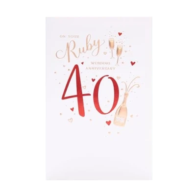 Image of UK Greetings 40th Wedding Anniversary Card for A Special Couple Ruby Design Thinking of You Range