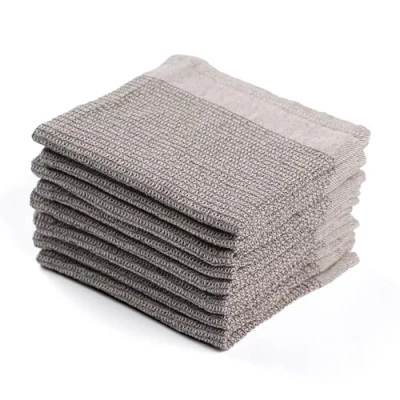 Image of MEEMA Wash Cloths Kitchen Set of 8 Waffle Soft and Absorbent Dish Towels for Dishes Washing Dishes, Cleaning &amp; Drying 100% Cotton, Charcoal Dishcloth, 12x12 Inches