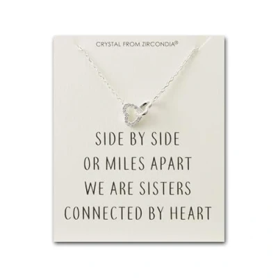 Image of Philip Jones Sister Heart Link Necklace with Quote Card Created Zircondia® Crystals