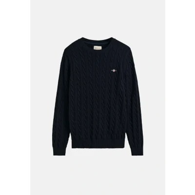 Image of GANT Men&#039;s 8050601 433 4XL Cotton Cable C Neck, Evening Blue,