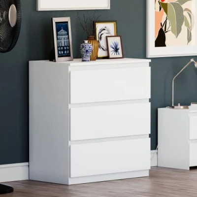 Image of Vida Designs Denver Drawer Chests (White, 3 Drawer)