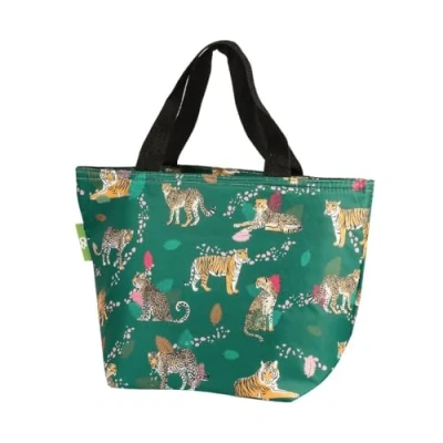 Image of ECO CHIC Lightweight Foldable Insulated Lunch Bag Water Resistant Cooler (Big Cat Green)