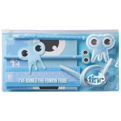 Image of Tinc Tonkin Tribal Stationery Starter Pack for Kids Includes A6 Lined Notebook, Pen, Pencil, Scented Eraser, Sharpener and Bendy 15cm Ruler Gift Set Blue 6 Count (Pack of 1), GFSE31PK
