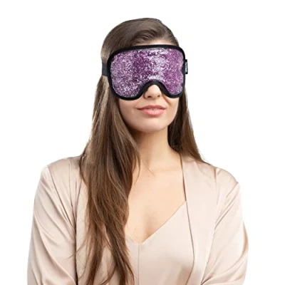 Image of Zhu Glitter Gel Hot &amp; Cold Eye Mask Therapeutic Soothing Relief for Migraines, Sinus Pain, Tension Headaches, Allergies, Puffy and Tired Eyes Pink