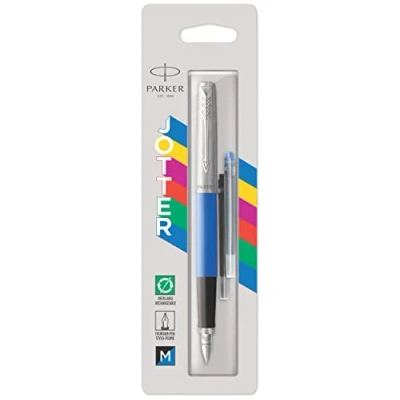 Image of Parker Jotter Originals Fountain Pen Classic Blue Finish Medium Nib &amp; Black Ink