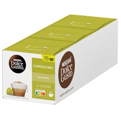 Image of NESCAFÉ Dolce Gusto Cappuccino Coffee Pods total of 45 Capsules Italian Classic (3 Packs)