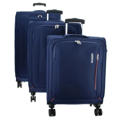 Image of American Tourister Hyperspeed Combat Navy 3 Piece Suitcase Set, Navy, Standard Size, Luggage Sets