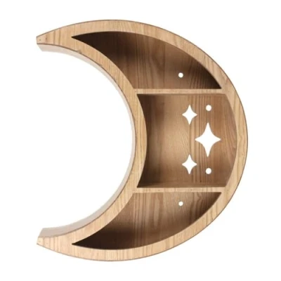 Image of Something Different Wooden Crescent Moon Wall Shelf (One Size) (Brown)