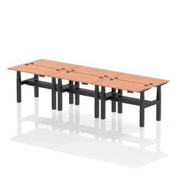 Image of Air B2B 1200x600mm Height Adjustable 6P Bench Desk CP Beech/Black