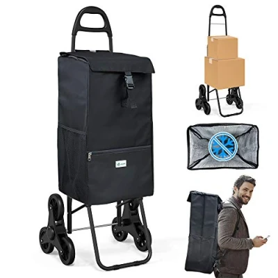 Image of VOUNOT Foldable Shopping Trolley with Thermal Insulation Liner, 6 Wheels Stair Climbing Grocery Cart, Waterproof, 40 L