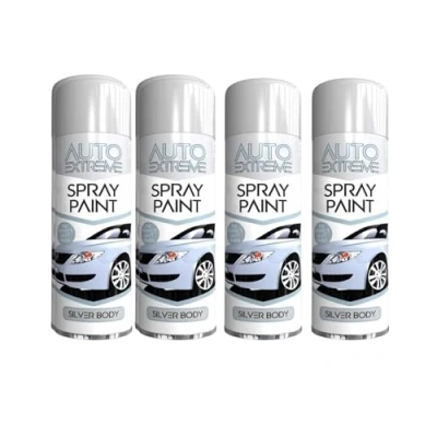 Image of YSAMAX All Purpose Auto Extreme Spray Paint, Boast a Stunning Appearance, Long Lasting Durability, Effortless Excellence, Silver Body Gloss, 250 ML (4PCS)