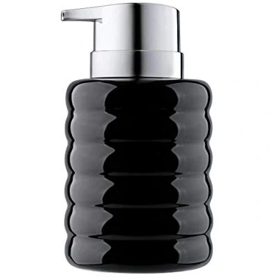 Image of KADAX Ceramic Soap Dispenser, Refillable Liquid Dispenser with Plastic Pump, Lotion for Bathroom, 8.5 x 13.5 cm, (Black)
