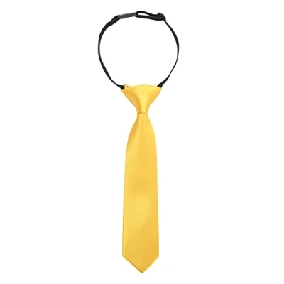 Image of DQT Plain Satin Pre Tied Elasticated Adjustable Neck Tie for Boys 0 2 Years Old Marigold