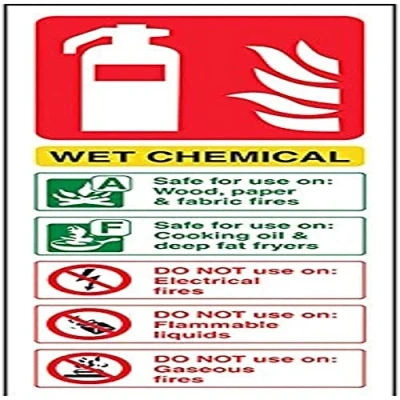 Image of V Safety Wet Chemical Id Fire Extinguisher Sign 75mm x 200mm Self Adhesive Vinyl